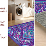 Ultra Soft Area Rug, Non Slip, Stain Resistant, Washable Area Rugs for Living Room, Bedroom, Lively Round Ethnic Weave(Purple)