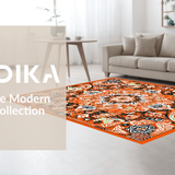 Ultra Soft Area Rug, Non Slip, Stain Resistant, Washable Area Rugs for Living Room, Bedroom, Rustic Orange Circular Flourish(Orange)