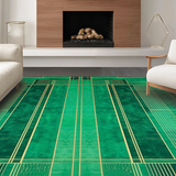 Ultra Soft Area Rug, Non Slip, Stain Resistant, Washable Area Rugs for Living Room, Bedroom, Bold Gold Accented Graphic Motif(Green)