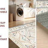 Ultra Soft Area Rug, Non Slip, Stain Resistant, Washable Area Rugs for Living Room, Bedroom, Trendy Vintage Symmetrical Elements(Beige)