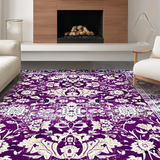 Ultra Soft Area Rug, Non Slip, Stain Resistant, Washable Area Rugs for Living Room, Bedroom, Rustic Trellis Design with Detail(Purple)
