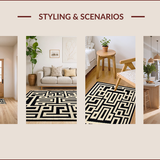 Ultra Soft Area Rug, Non Slip, Stain Resistant, Washable Area Rugs for Living Room, Bedroom, Chic Modern Greek Key Arrangement(Beige)