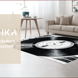 Ultra Soft Area Rug, Non Slip, Stain Resistant, Washable Area Rugs for Living Room, Bedroom, Retro Black Music Record Bedroom Floor Rug(Black)