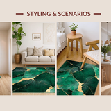Ultra Soft Area Rug, Non Slip, Stain Resistant, Washable Area Rugs for Living Room, Bedroom, Modern Opulent Marble Aesthetic(Green)