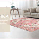 Ultra Soft Area Rug, Non Slip, Stain Resistant, Washable Area Rugs for Living Room, Bedroom, Elegant Blush Garden Pattern(Pink)