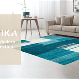 Ultra Soft Area Rug, Non Slip, Stain Resistant, Washable Area Rugs for Living Room, Bedroom, Contemporary Abstract Teal Geometry(Blue)