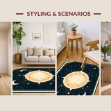Ultra Soft Area Rug, Non Slip, Stain Resistant, Washable Area Rugs for Living Room, Bedroom, Chic Geometric Cosmic Composition(Gold)