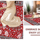 Ultra Soft Area Rug, Non Slip, Stain Resistant, Washable Area Rugs for Living Room, Bedroom, Playful Textured Flower Style(Red)
