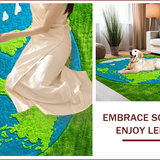 Ultra Soft Area Rug, Non Slip, Stain Resistant, Washable Area Rugs for Living Room, Bedroom, Educational Green World Map Rug for Kids Classroom(Green)
