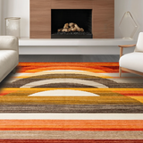 Ultra Soft Area Rug, Non Slip, Stain Resistant, Washable Area Rugs for Living Room, Bedroom, Bold Contemporary Curvilinear Style(Orange)