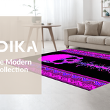 Ultra Soft Area Rug, Non Slip, Stain Resistant, Washable Area Rugs for Living Room, Bedroom, Playful Skeleton Love Theme(Pink)