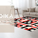 Ultra Soft Area Rug, Non Slip, Stain Resistant, Washable Area Rugs for Living Room, Bedroom, Chic Graphic Playful Shapes(Red)