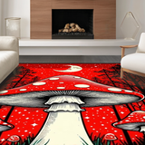 Ultra Soft Area Rug, Non Slip, Stain Resistant, Washable Area Rugs for Living Room, Bedroom, Whimsical Mushroom Print Aesthetic(Red)