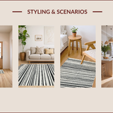 Ultra Soft Area Rug, Non Slip, Stain Resistant, Washable Area Rugs for Living Room, Bedroom, Chic Minimalist Stripe Aesthetic(Black)