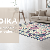Ultra Soft Area Rug, Non Slip, Stain Resistant, Washable Area Rugs for Living Room, Bedroom, Rustic Soft Pastel Floral Design(Ivory)