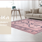Ultra Soft Area Rug, Non Slip, Stain Resistant, Washable Area Rugs for Living Room, Bedroom, Vibrant Modern Diamond Geometry(Pink)