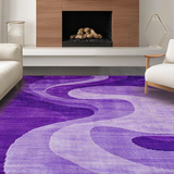 Ultra Soft Area Rug, Non Slip, Stain Resistant, Washable Area Rugs for Living Room, Bedroom, Artistic Luxe Ripple Effect(Purple)