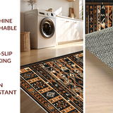 Ultra Soft Area Rug, Non Slip, Stain Resistant, Washable Area Rugs for Living Room, Bedroom, Elegant Monochrome Tribal Design(Black)