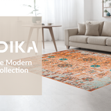 Ultra Soft Area Rug, Non Slip, Stain Resistant, Washable Area Rugs for Living Room, Bedroom, Warm Toned Abstract Pattern(Orange)