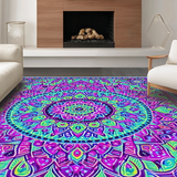 Ultra Soft Area Rug, Non Slip, Stain Resistant, Washable Area Rugs for Living Room, Bedroom, Eclectic Colorful Medallion Design(Purple)