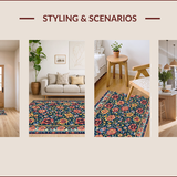 Ultra Soft Area Rug, Non Slip, Stain Resistant, Washable Area Rugs for Living Room, Bedroom, Paisley Floral Printed(Blue)