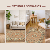 Ultra Soft Area Rug, Non Slip, Stain Resistant, Washable Area Rugs for Living Room, Bedroom, Whimsical Boho Inspired Pattern(Orange)