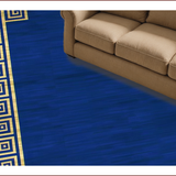 Ultra Soft Area Rug, Non Slip, Stain Resistant, Washable Area Rugs for Living Room, Bedroom, Striking Gold Geometric Elements(Blue)