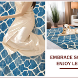 Ultra Soft Area Rug, Non Slip, Stain Resistant, Washable Area Rugs for Living Room, Bedroom, Modern Textured Ogee Design(Blue)