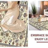Ultra Soft Area Rug, Non Slip, Stain Resistant, Washable Area Rugs for Living Room, Bedroom, Stylish Colorful Bouquet Pattern(Beige)