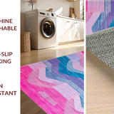 Ultra Soft Area Rug, Non Slip, Stain Resistant, Washable Area Rugs for Living Room, Bedroom, Eclectic Colorful Stripe Aesthetic(Pink)