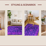 Ultra Soft Area Rug, Non Slip, Stain Resistant, Washable Area Rugs for Living Room, Bedroom, Vibrant Floral Boho Tapestry(Purple)