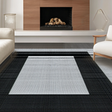 Ultra Soft Area Rug, Non Slip, Stain Resistant, Washable Area Rugs for Living Room, Bedroom, Sleek Abstract Patterned Composition(Black)