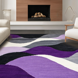 Ultra Soft Area Rug, Non Slip, Stain Resistant, Washable Area Rugs for Living Room, Bedroom, Abstract Purple Grey Swirl Motif(Purple)