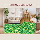 Ultra Soft Area Rug, Non Slip, Stain Resistant, Washable Area Rugs for Living Room, Bedroom, Chic Minimalist Green Bloom Style(Green)