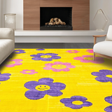Ultra Soft Area Rug, Non Slip, Stain Resistant, Washable Area Rugs for Living Room, Bedroom, Joyful Contemporary Floral Theme(Yellow)