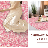 Ultra Soft Area Rug, Non Slip, Stain Resistant, Washable Area Rugs for Living Room, Bedroom, Curvilinear Rug with Playful Ribbon Shape and Uno Reverse Emblem(Pink)