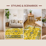 Ultra Soft Area Rug, Non Slip, Stain Resistant, Washable Area Rugs for Living Room, Bedroom, Bold Elegant Diamond Design(Yellow)