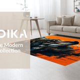 Ultra Soft Area Rug, Non Slip, Stain Resistant, Washable Area Rugs for Living Room, Bedroom, Rustic Earthy Wolf Motif(Orange)