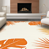 Ultra Soft Area Rug, Non Slip, Stain Resistant, Washable Area Rugs for Living Room, Bedroom, Radiant Outdoor Floral Impression(Orange)