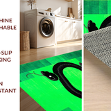 Ultra Soft Area Rug, Non Slip, Stain Resistant, Washable Area Rugs for Living Room, Bedroom, Sleek Emerald Abstract Snake Motif(Green)