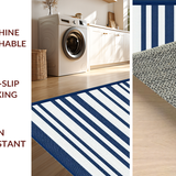 Ultra Soft Area Rug, Non Slip, Stain Resistant, Washable Area Rugs for Living Room, Bedroom, Chic Beachside Linear Design(Blue)