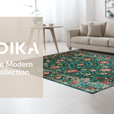 Ultra Soft Area Rug, Non Slip, Stain Resistant, Washable Area Rugs for Living Room, Bedroom, Chic Vintage Floral Symmetry(Blue)