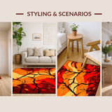 Ultra Soft Area Rug, Non Slip, Stain Resistant, Washable Area Rugs for Living Room, Bedroom, Edgy Cracked Surface Artistic Flair(Orange)