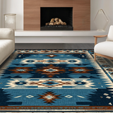 Ultra Soft Area Rug, Non Slip, Stain Resistant, Washable Area Rugs for Living Room, Bedroom, Rustic Geometric Tribal Elegance(Blue)