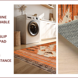 Ultra Soft Area Rug, Non Slip, Stain Resistant, Washable Area Rugs for Living Room, Bedroom, Rustic Vintage Aztec Influence(Orange)