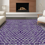Ultra Soft Area Rug, Non Slip, Stain Resistant, Washable Area Rugs for Living Room, Bedroom, Unique Trellis-Inspired Color Palette(Purple)