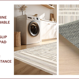 Ultra Soft Area Rug, Non Slip, Stain Resistant, Washable Area Rugs for Living Room, Bedroom, Elegant Neutral Tiled Composition(Gray)