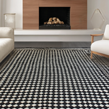 Ultra Soft Area Rug, Non Slip, Stain Resistant, Washable Area Rugs for Living Room, Bedroom, Sleek Minimalist Ogee Style(Black)