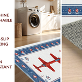 Ultra Soft Area Rug, Non Slip, Stain Resistant, Washable Area Rugs for Living Room, Bedroom, Nautical Blue Tone Design(Red)
