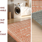 Ultra Soft Area Rug, Non Slip, Stain Resistant, Washable Area Rugs for Living Room, Bedroom, Rustic Earthy Braided Style(Orange)